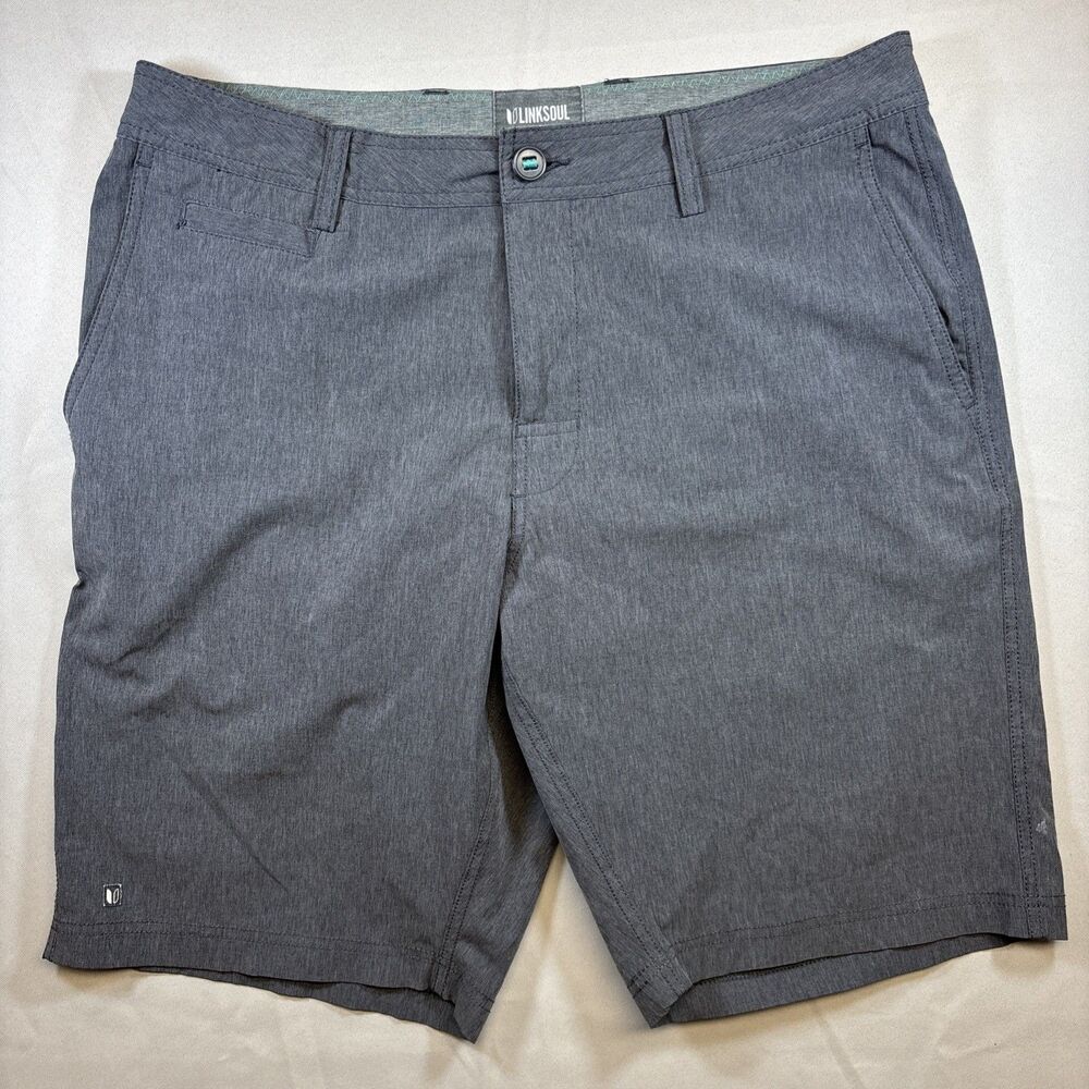 Linksoul Boardwalker Hybrid Shorts‎ Gray Size 35 10” Inseam Excellent